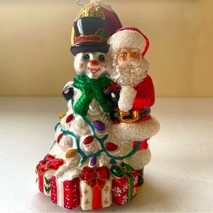 Christopher Radko "A Frosty Duo" Handmade Santa/Frosty Christmas Ornament - NIB